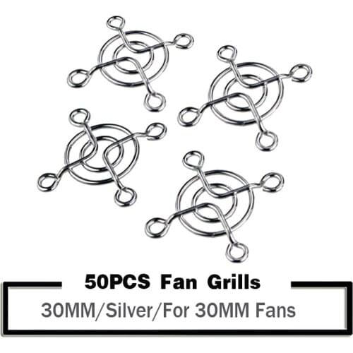 50 Pieces 30mm 3cm 30x30mm Fan Grills Silvery Metal Wire Finger Protector Guard PC DC Fan Grill