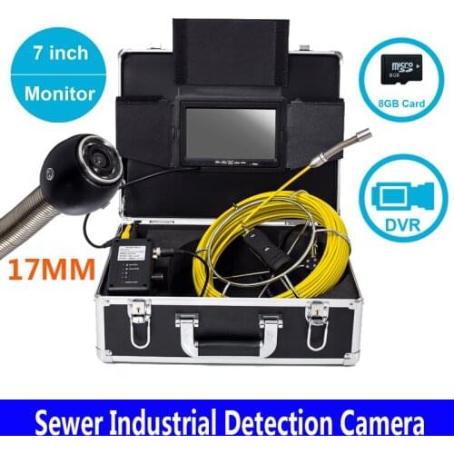 7Inch HD Monitor 20m Sewer Industrial Detection Camera Waterproof DVR Function Diameter 17mm With 6 Adjustable White LED Lights