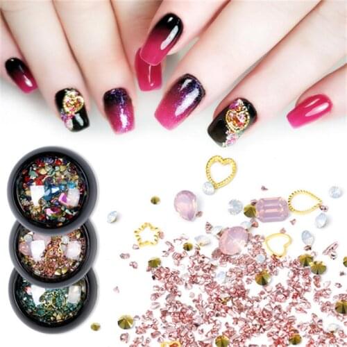 6 Colors Nails Accesorios Stone Zircon Micro Drill Crystal Sand Sequins Mixed Nails Decoration Nail Supplies For Professionals