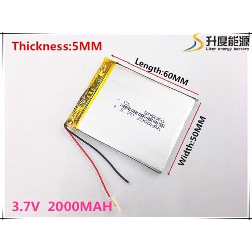Free shipping Polymer battery 2000mah 3.7 V 505060 smart home MP3 speakers Li-ion battery for dvr,GPS,mp3,mp4,cell phone,speaker