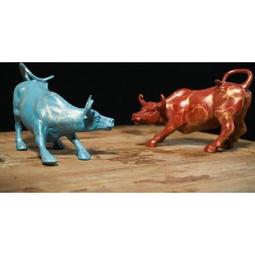 Bronze cattle Copper ox ornaments hand-made metal home furnishing living room fortune recruiting tea set accessories