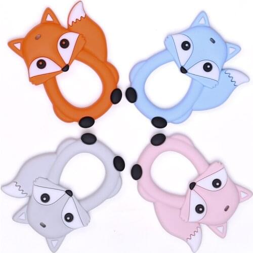 50 PCS Ready To Ship Fox Pendant Silicone Baby Teething Nursing Pacifier BPA Free Baby Shower Pacifier Chain Accessories