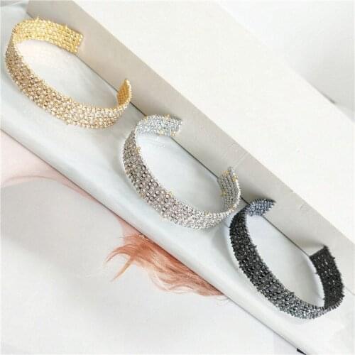 European and American jewelry wholesale wide version full diamond dense inlaid open couple bracelet women bangle
