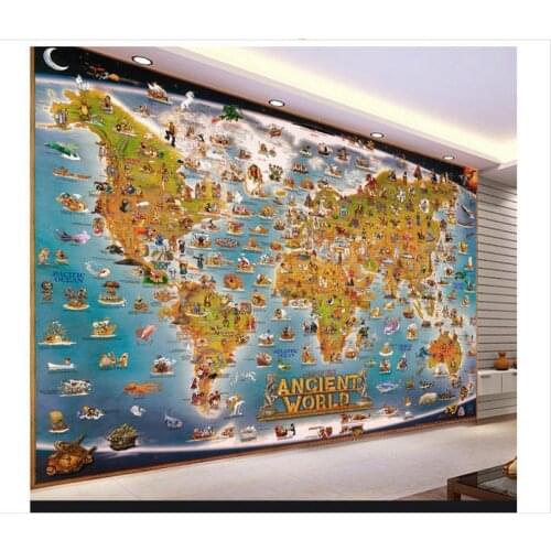 High Quality Hot Sale New Custom 3d photo wallpaper murals Stereoscopic 3d animal world map background wall decor room wallpaper