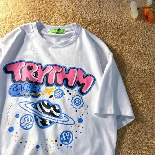 HIP HOP Graphic Universe Letter Print Woman Tshirts Summer Plus Size Pure Cotton Basic T Shirts High Quality Teens Clothes 2021