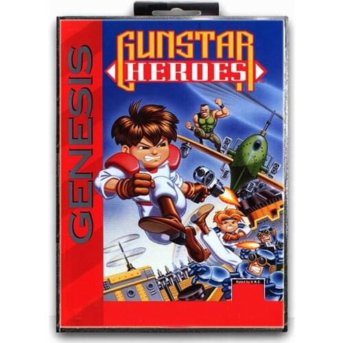 Gunstar Heroes with Box 16 bit Sega MD Game Card for Mega Drive for Genesis NTSC