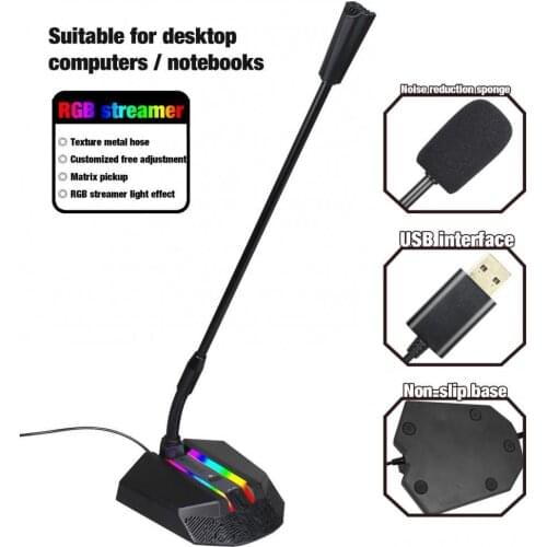 Gaming Chatting Noise Reduction RGB Light Microphone for PC Computer Notebook microfono profesional