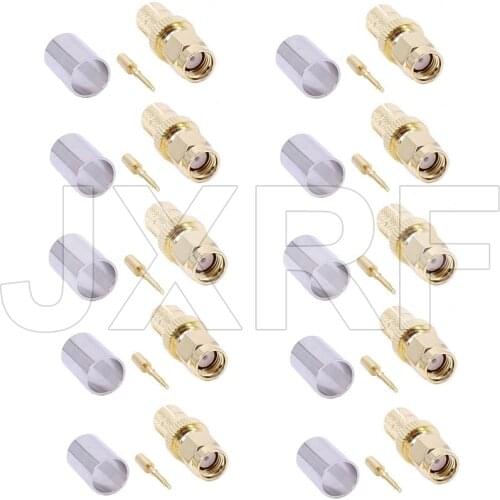 JX 10pcs RF connector SMA crimp male Plug staight connector for RG5 RG6 5D-FB 50-5 LMR300/KSR300 Coaxial RF cable fast ship
