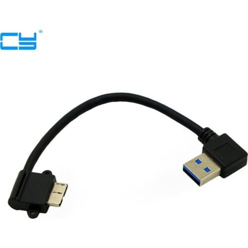 0.2M 0.3FT 90 Degree Left Angled USB 3.0 A Male to Left Angled Micro USB 3.0 Cable Cord Black For Mobile HDD Note 3 S5