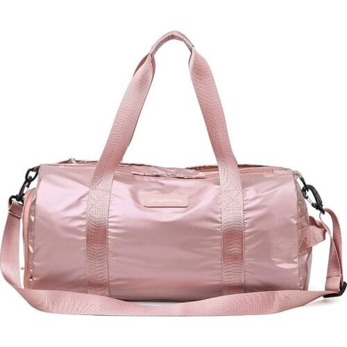 Fashion Sport Travel Bag Women Cylindrical Tote Handbag Wet Dry Separation Duffel Bag Shoes Organizer Pocket Yoga Swim Gym Bag