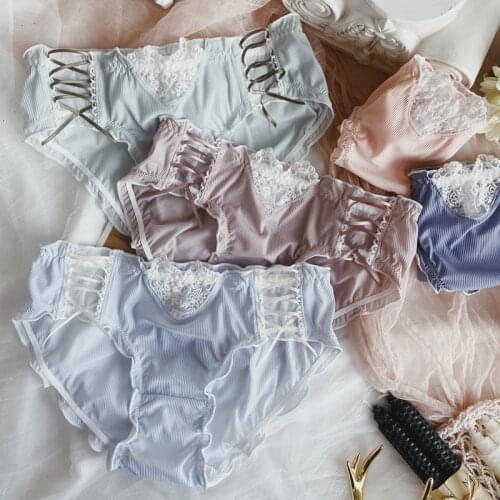 Japanese Milk Silk Girl Underwears Lace Cute Ribbon Womens Seamless Panties Cotton Soft Sexy Lingerie Auricularia Auricula Edge