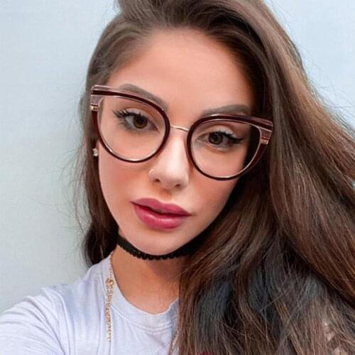 2021 New Fashion Anti Blue Light Glasses Women Computer Game Anti Radiation Glasses TR90 Optical Frames Female Eyeglasses