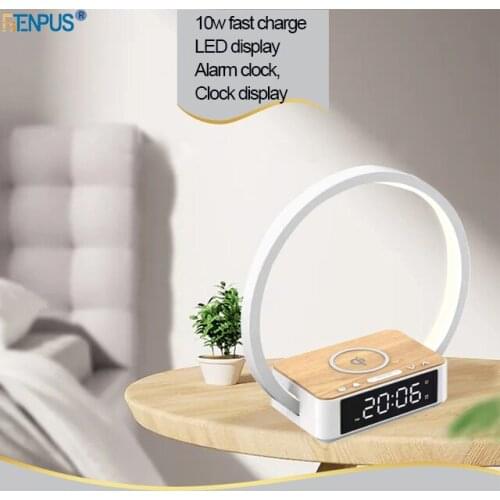 New Creative Mobile Phone Wireless Charging Multifunctional Bedside Study Alarm Clock Clock Creative Gift Night Light