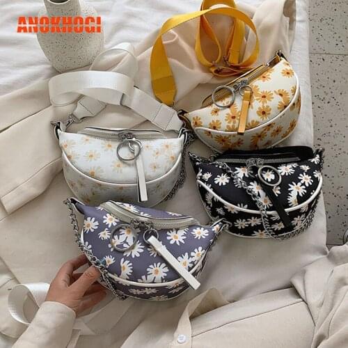New Floral Print Women Crossbody Bags Zipper Metal Ring Ladies Shoulder Bags Messengers B775