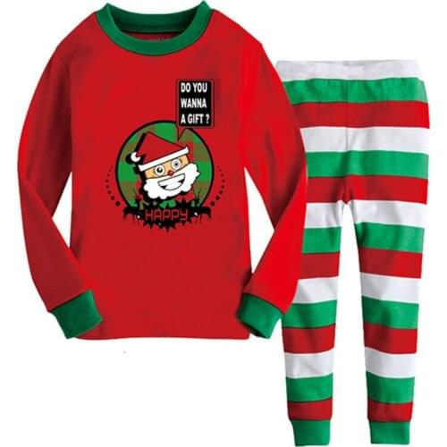 New autumn christmas Pajama Sets Kid Baby Boy Girl Long Sleeve Santa Tops+Pants Outfit Christmas Clothes Set H071