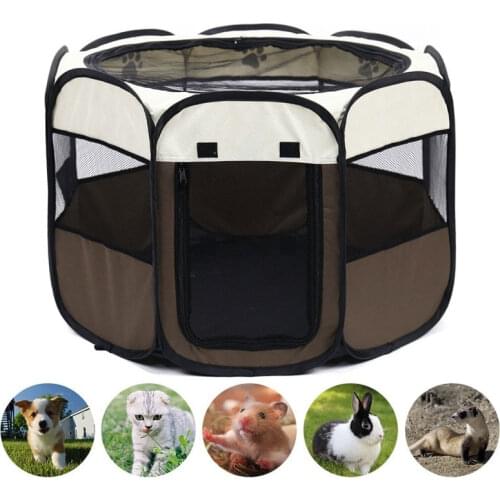 Portable Folding Pet Tent Dog House Octagonal Cage For Cat Tent Playpen Puppy Kennel Easy Operation Fence Outdoor Big Dogs House