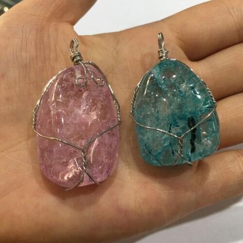 Natural Stone hand made Crystal Pendant Irregular Shape Pendant for Jewelry Making DIY Necklaces Accessories size:35X45mm