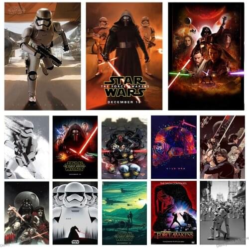 Star Wars Force Awakens Anime Poster Darth Vader Yoda Canvas Paintings Warrior Wall Cuadros Picture Cafe Bar Home Decoration