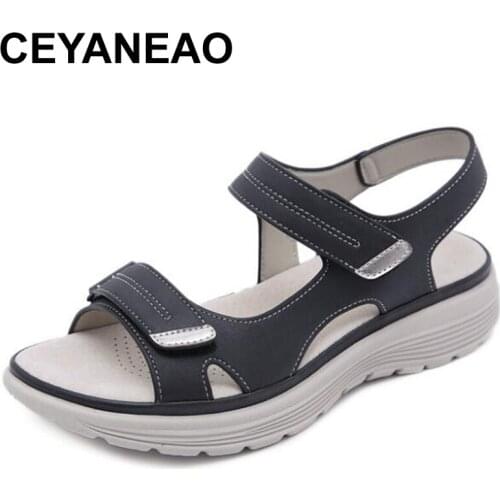CEYANEAO New Women Shoes Comfortable Sandals Ladies Slip-on Wedge Sandals Sports Beach Walking Shoes Summer Fashionable Leisure