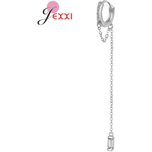 Hoop Earrings Korean Trendy Geometric Long Tassel Earring For Women 925 Sterling Silver Statement Hoop Earrings