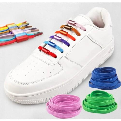 1Pair Semicircle Shoe Laces 1M Elastic Metal Lock Laces Lazy Shoe Strings No Tie Shoelaces For Kids Adult Portable
