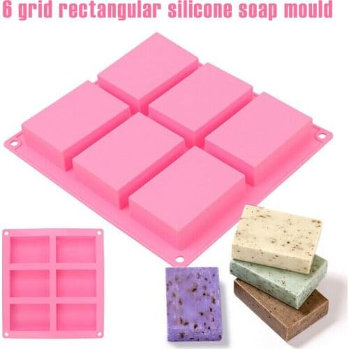 Silicone Soap Mould 6 Cavity Rectangle Bake Tray Portable for Homemade DIY Mold _WK