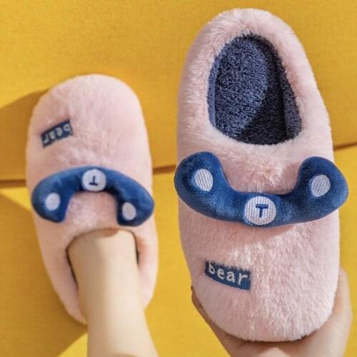 Women Slippers Winter Men Flip Flops Cute Cartoon Bear Couple Indoor Non-Slip Shoes Home Floor Slides Flat Casual Silent