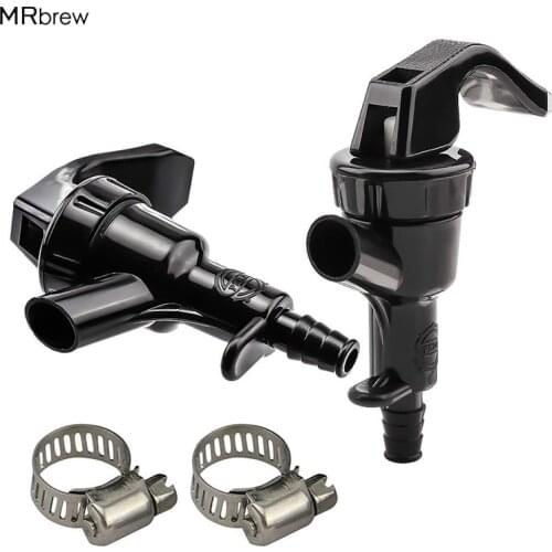 Picnic Tap Faucet, Black Squeeze Faucet Party Tap for Homebrew Keg Draft Beer Dispensing with SS Hose Clamp