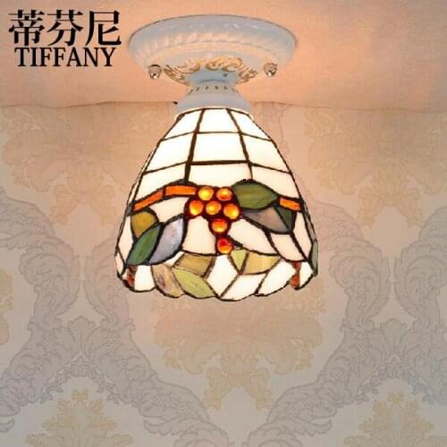 Tiffany style ceiling lamps color glass lamp Mediterranean Restaurant corridor lamp bedside lamp