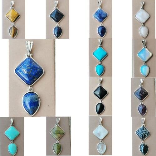 Tiger Eye Opal Howlite Crystal Lapis Lazli Carnelian Blue Sand Blue Sodalie Art Pendant Bead WB934