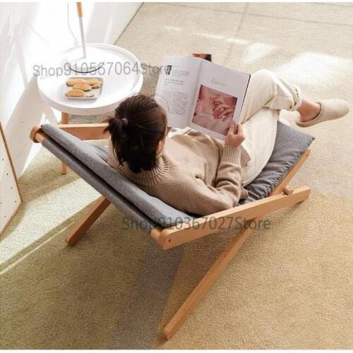 Solid Wood Folding Recliner Chair For Adult Home Balcony Lunch Break Simple Leisure Nap Office Chair