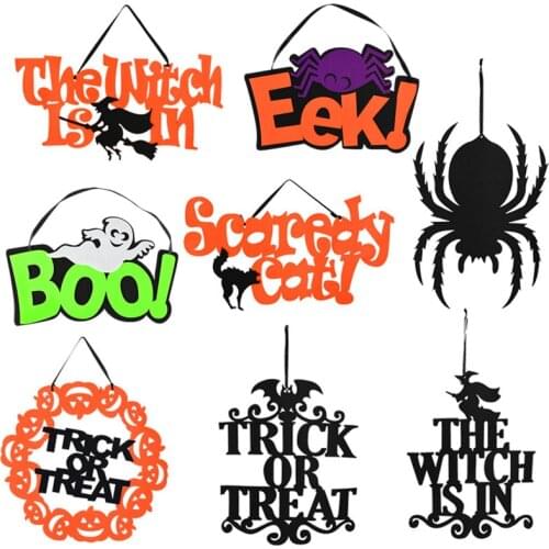 1P Halloween Party Decoration Pumpkin Spider Hanging Ornaments Creative Letters Hangtag Happy Halloween Horror House Decor