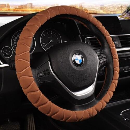 .Universal Carr plush Steering-Wheel Covers Anti-slip Skidproof Durable 37-38CM/15" Dynamic Fibre Handmade Steering Wheel Cover