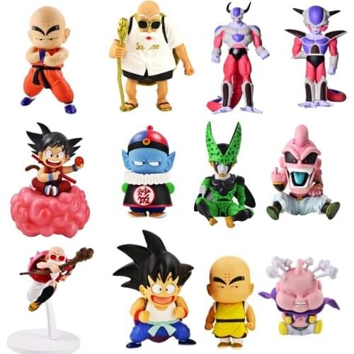 Anime Dragon Ball Vinyl Doll Q Version Figure Figure Gouku Kuririn Master Roshi Cell Frieza Model Doll Decoration Birthday Gift
