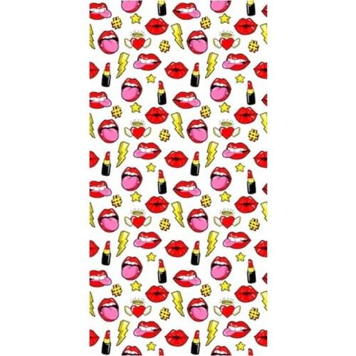 Funny Pop Art Comic Style Red Lips Beach Sports Shower Towels Big Lipstick Kiss Bad Hair Face Towels for Women Cool 80s 90s Gift
