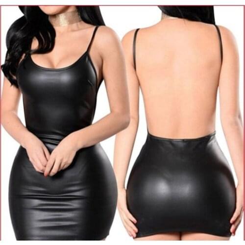 Womens Ladies Fashion Backless Mini Dress Erotic Nightdress Party Night Clubwear Plus Size Sexy Temptation Nightclub Clothing
