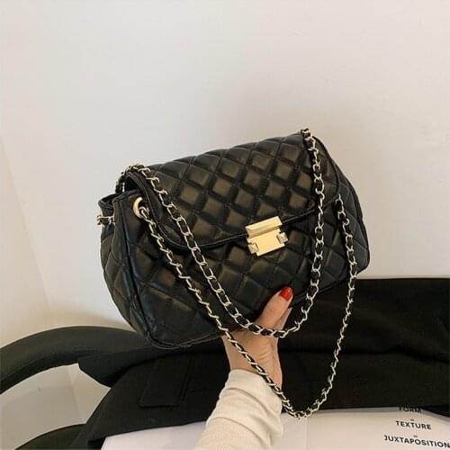 High-quality Ladies Rhombic Chain Bag for Summer2021New Trendy Fashion Messenger Bag Summer One-shoulder Armpit Small Square Bag