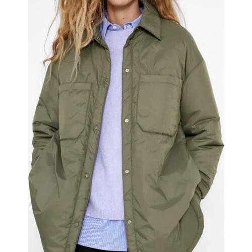 Womens Shirts Jackets Thin Parka Oversize Shirt Coats Femme Armygreen Outerwear Coats Bf Long Sleeve Khaki Coat Fad