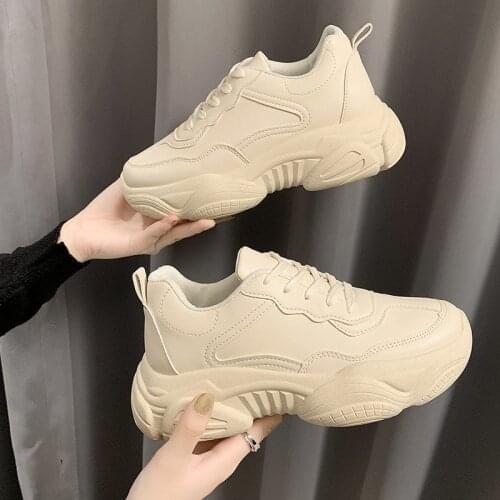 Womens Chunky Sneakers Thick Bottom Platform Vulcanize Shoes Fashion Breathable Casual Running Shoe For Woman Female New