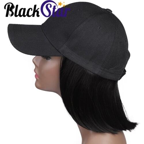 Short BoB Cap Hair wig Female Daily Cap Hair Wig 8 Inch Adjustable Hip Hop Baseball Cap Hair Wig for Women Dressing/Party