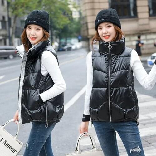 Womens Winter Vest Jacket 2021 New Parkas Female Vest Coat Thick Cotton Padded Waistcoat Vest Sleeveless Coats Plus Size XXXL