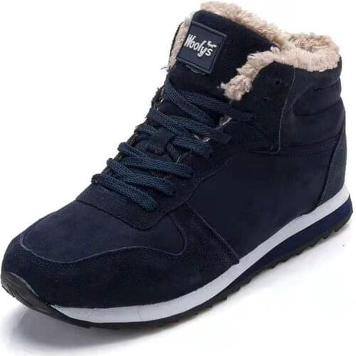 Winter New Mens Boots Plus Size Casual Cotton Shoes Fashion Plus Velvet Warm Snow Boots Lightweight Outdoor Lace-up Sneakers