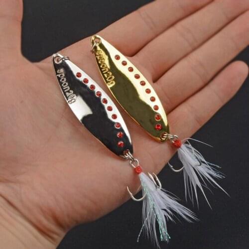 1PCS Metal Spinner Spoon Fishing Lure Hard Baits Sequins Noise Paillette with Feather Treble Hook Fishing Tackle 7/10/15/20g