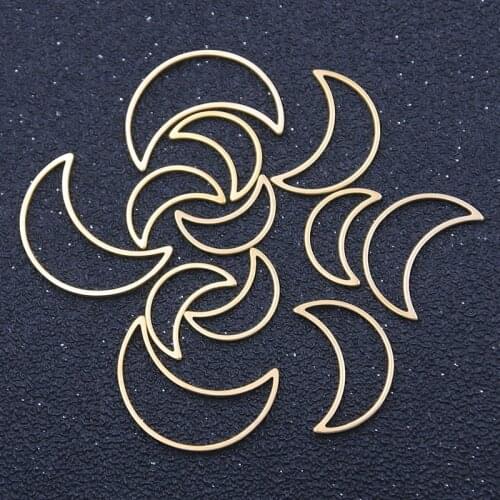 10pcs 3 Size Charm Moon Gold Stainless Steel Open Frame Mold Frame Hollow Pressure Resin Frame DIY Jewelry Material