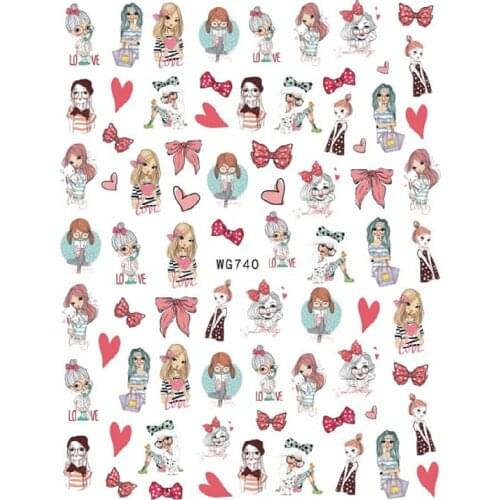 10PCS Color Anime Girl Art Abstract Girl Beautiful Female Star Pattern Nail Sticker Nail Slider Decoration Beauty Tool