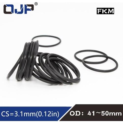 5PCS/lot Fluorine rubber Ring Black FKM O ring Seal CS:3.1mm OD41/42/43/44/45/46/47/49/50mm Rubber O-Ring Seal Oil ORing Gasket