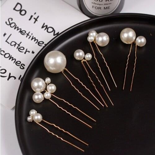 6pcs Woman Bride Wedding Pearl Hairpins Metal Barrette Clip Bridal Hair Jewelry Accessories Hairstyle Design Tools