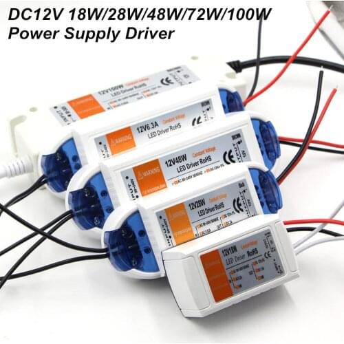 DC12V Power Supply LED Strip Driver Adapter Lighting 18W/28W/48W/72W/100W Transformer Switch For LED Strip LED Lights
