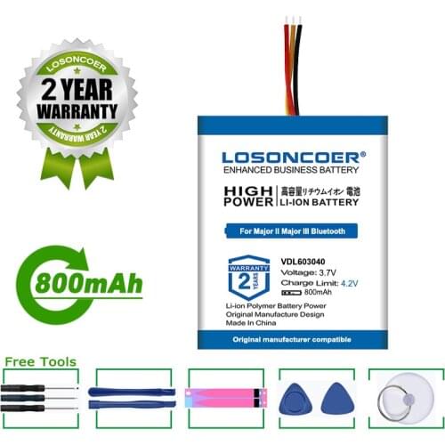 800mAh VDL603040 Battery For Marshall Major II, Major II Bluetooth, Major III, Major III Bluetooth, MID Wireless Headset Battery