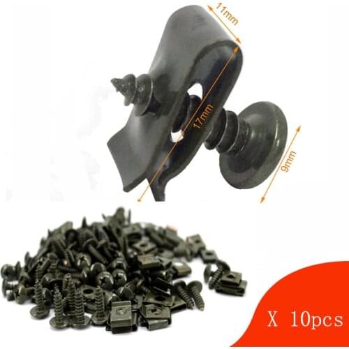 Free Shipping 10 Sets/batch Motorcycle Car Scooter Atv Moped Plastic Cover Metal Retainer Self-Tapping Screws and Clamps M4 M5